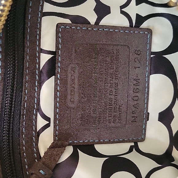 Coach Hampton Mini Nylon Shopper Tote Leather Dark Brown Leather Trim - Picture 9 of 16